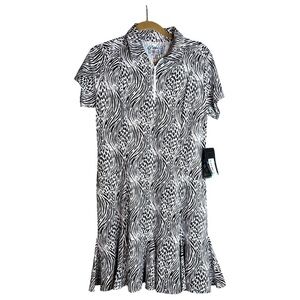 NWT IBKUL Zebra Print Performance Dress M Cooling UPF 50 Tennis Golf $128